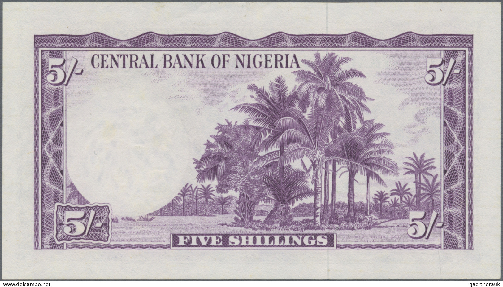 Nigeria: Central Bank Of Nigeria, 5 Shillings 1958, P.2, Almost Perfect With A V - Nigeria