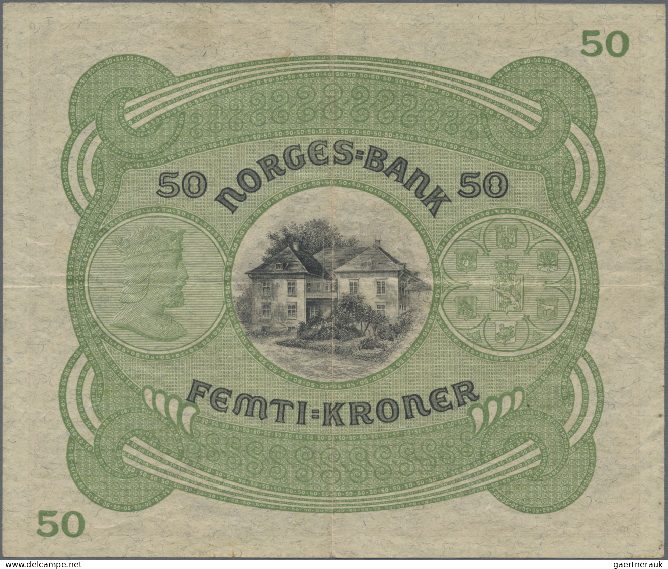 Norway: Norges Bank, lot with 4 banknotes, 1940-1944 series, with 5 Kroner 1943