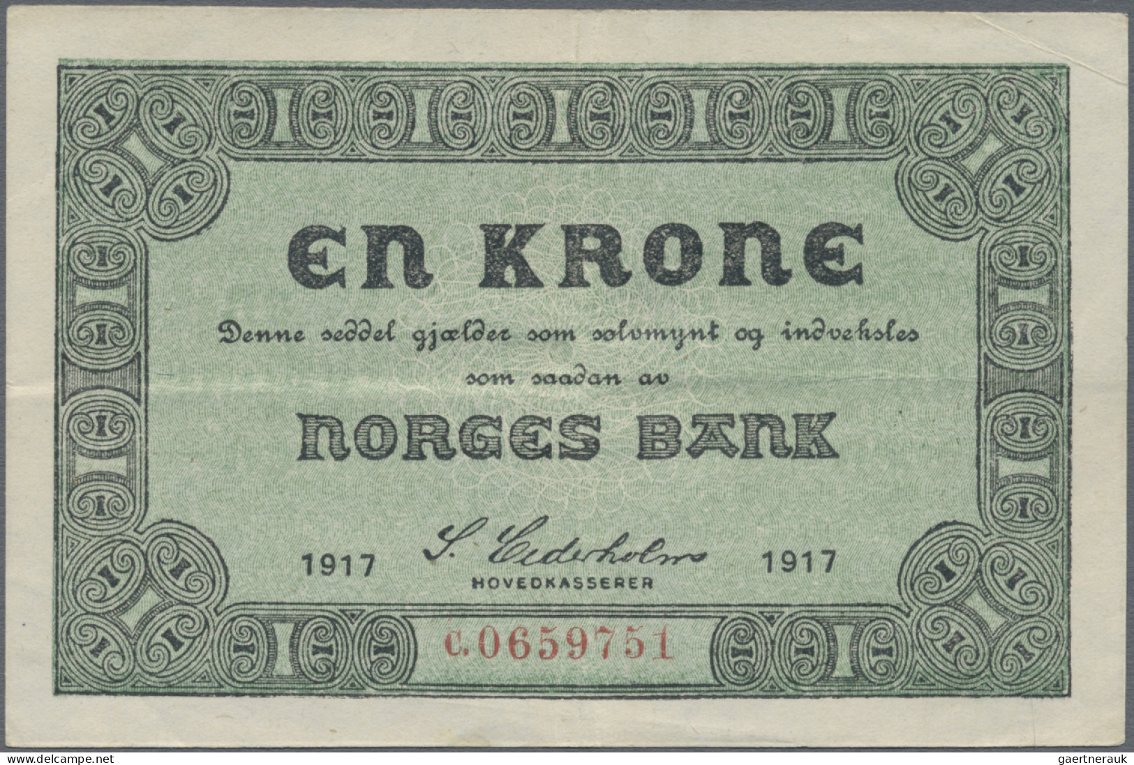 Norway: Norges Bank, lot with 7 banknotes, 1917-1967 series, with 2x 1, 2x 2, 5