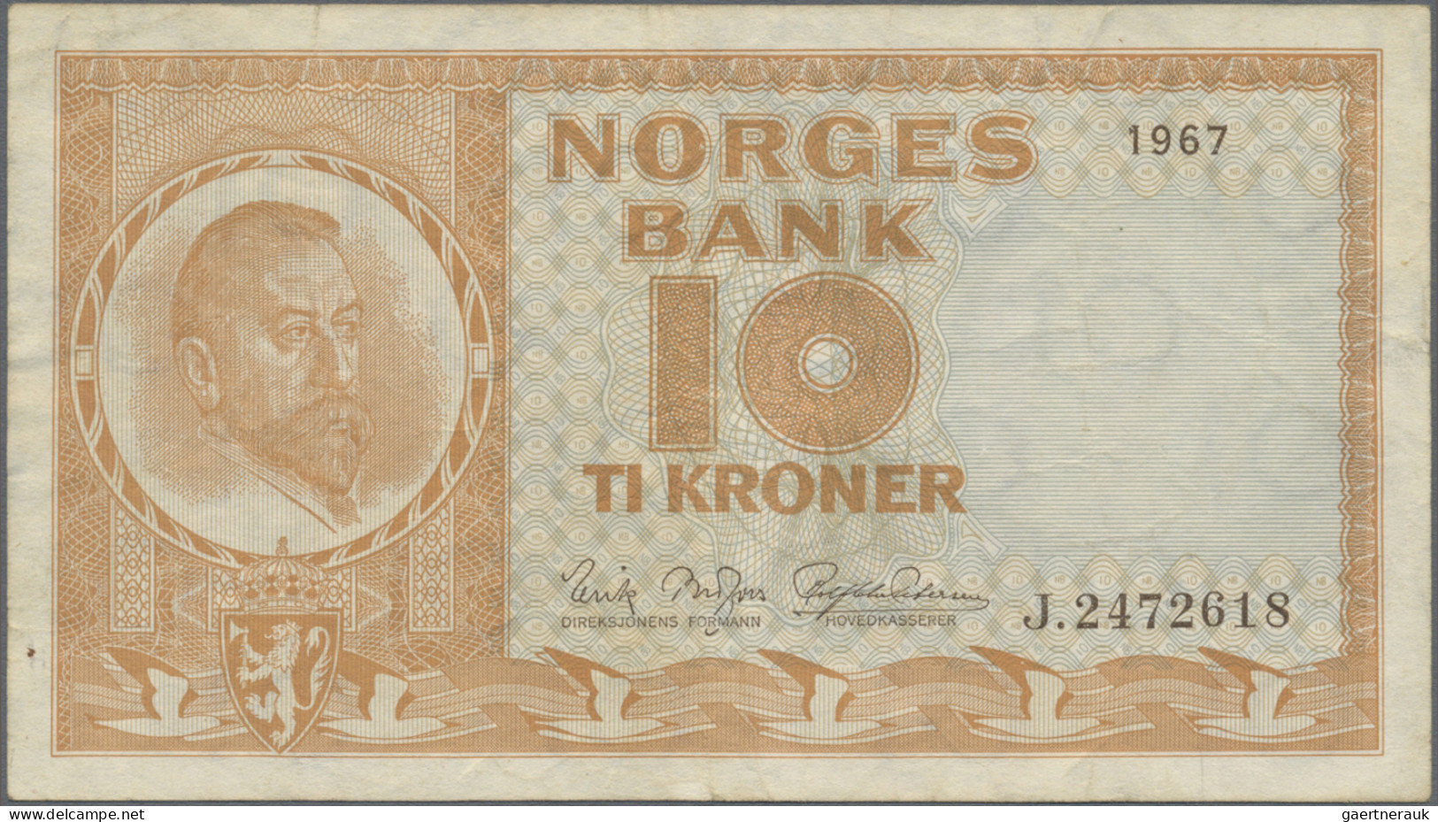 Norway: Norges Bank, lot with 7 banknotes, 1917-1967 series, with 2x 1, 2x 2, 5