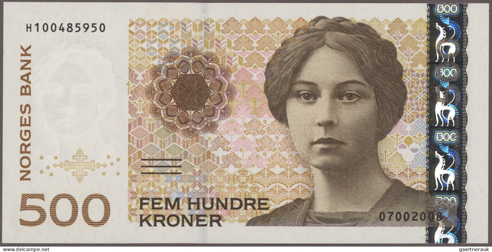 Norway: Norges Bank, Lot With 7 Banknotes, 1977-2008 Series, With 10 Kroner 1977 - Norvège