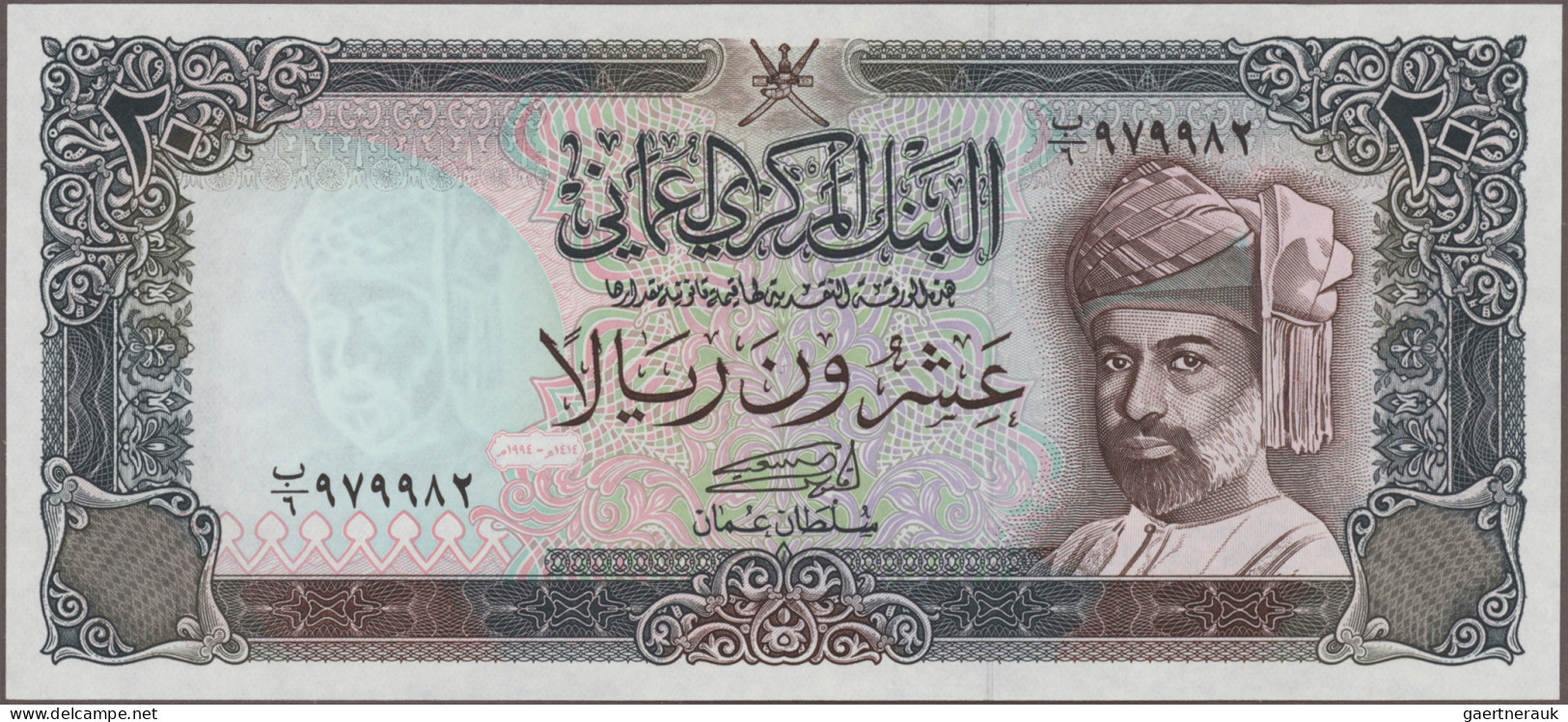 Oman: Central Bank Of Oman, Lot With 9 Banknotes, 1987-1994 Series, With 2x 100 - Oman