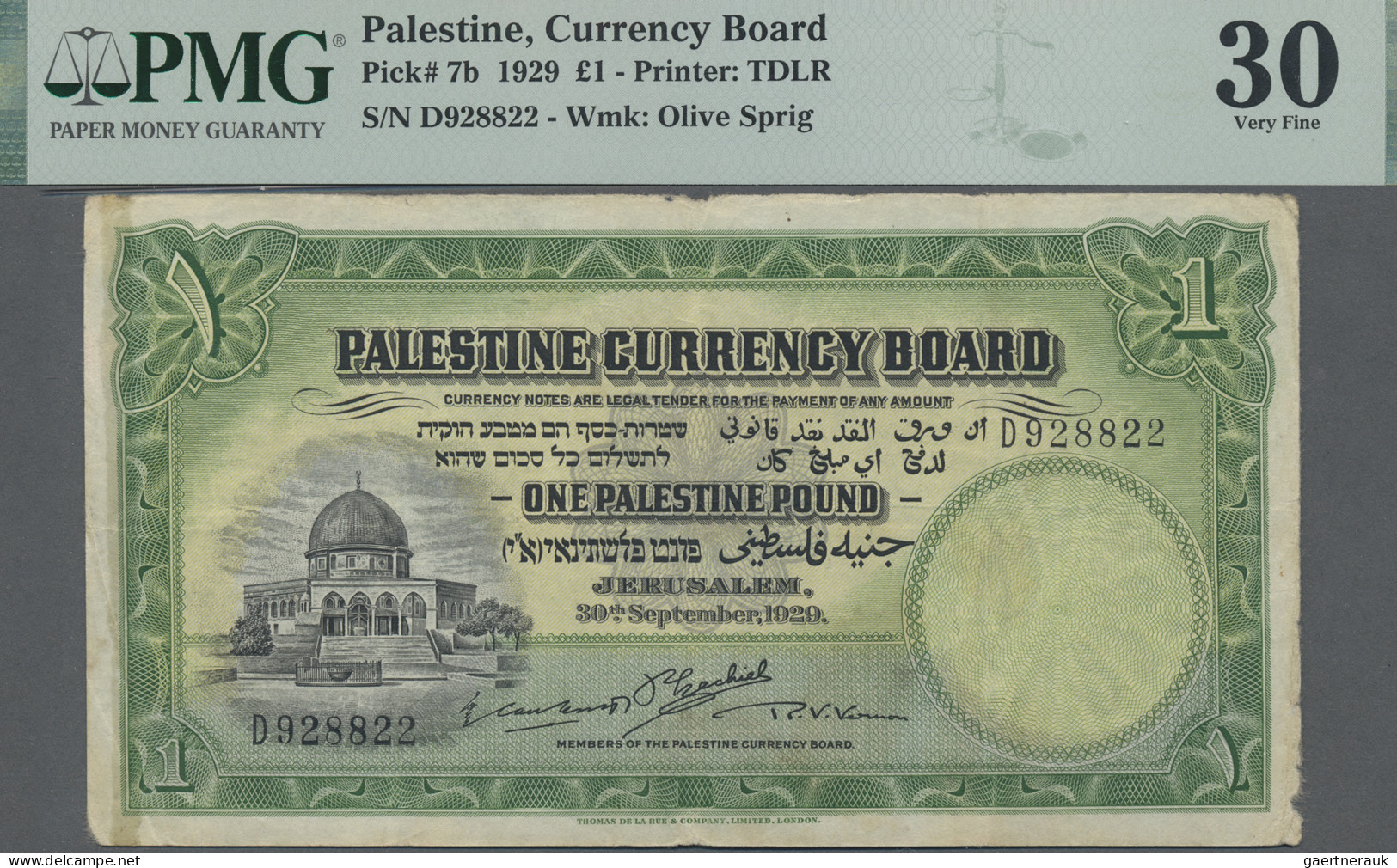 Palestine: Palestine Currency Board, 1 Pound, 30th September 1929, P.7b, Previou - Autres - Asie