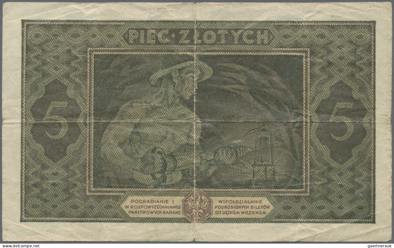Poland - Bank Notes: Lot With 5 Zlotych 1926 (P.49, F) And 2 Pcs. Notgeld 50 Kop - Poland