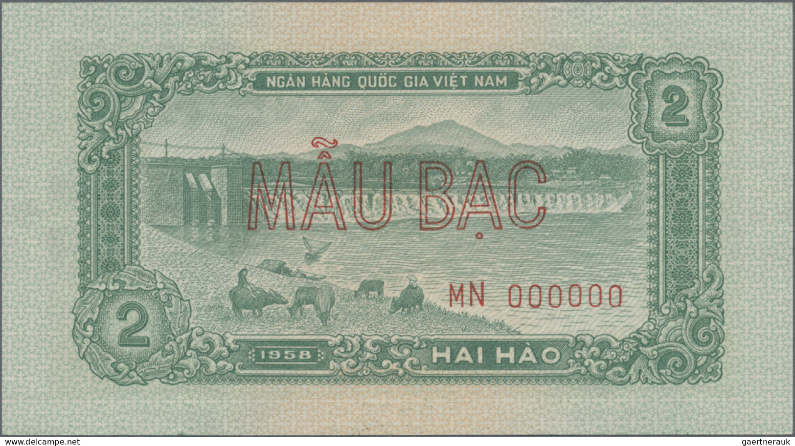 Vietnam: National Bank of Vietnam, lot with 6 SPECIMEN, 1958 series, all with ze