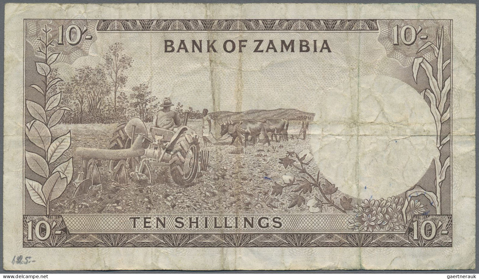 Zambia: Bank Of Zambia, 10 Shillings ND(1964), P.1, Stained Paper With Several F - Zambie