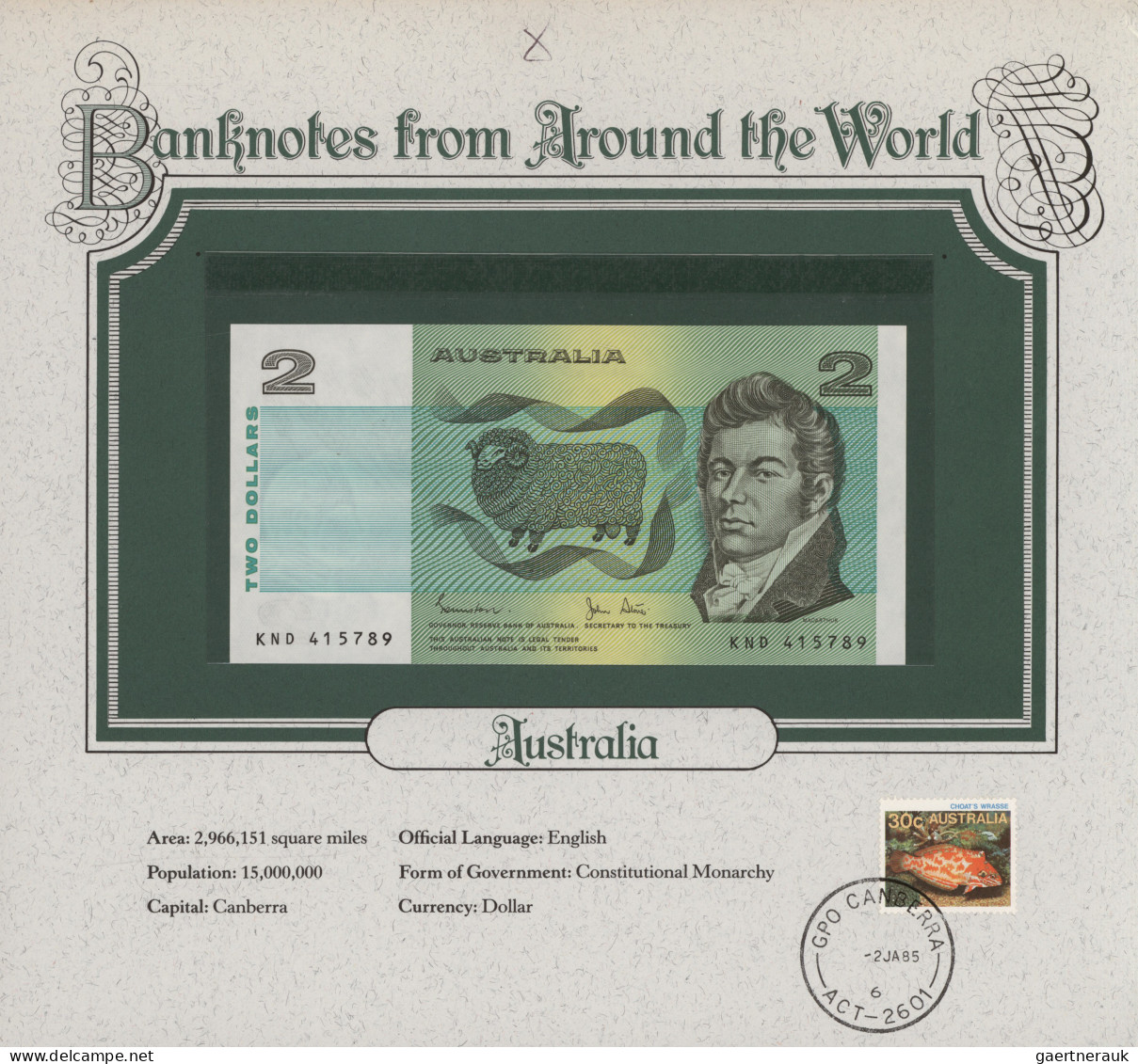 Worldwide: Huge collection of 35 graded world banknotes, comprising for example