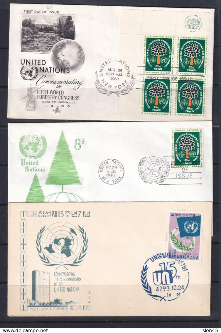 USA UN 1960 8 Covers Special Cancel New York Block Of 4 + Single 15819 - Brieven En Documenten