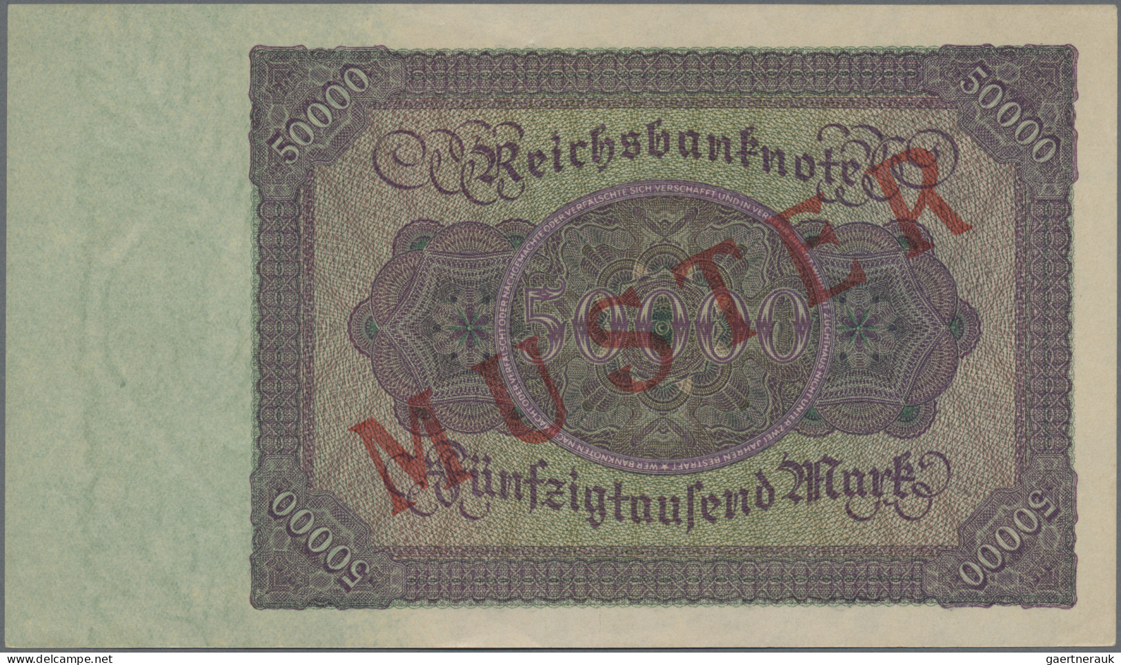 Deutschland - Deutsches Reich Bis 1945: Reichsbanknote 50.000 Mark 1922 MUSTER, - Other & Unclassified