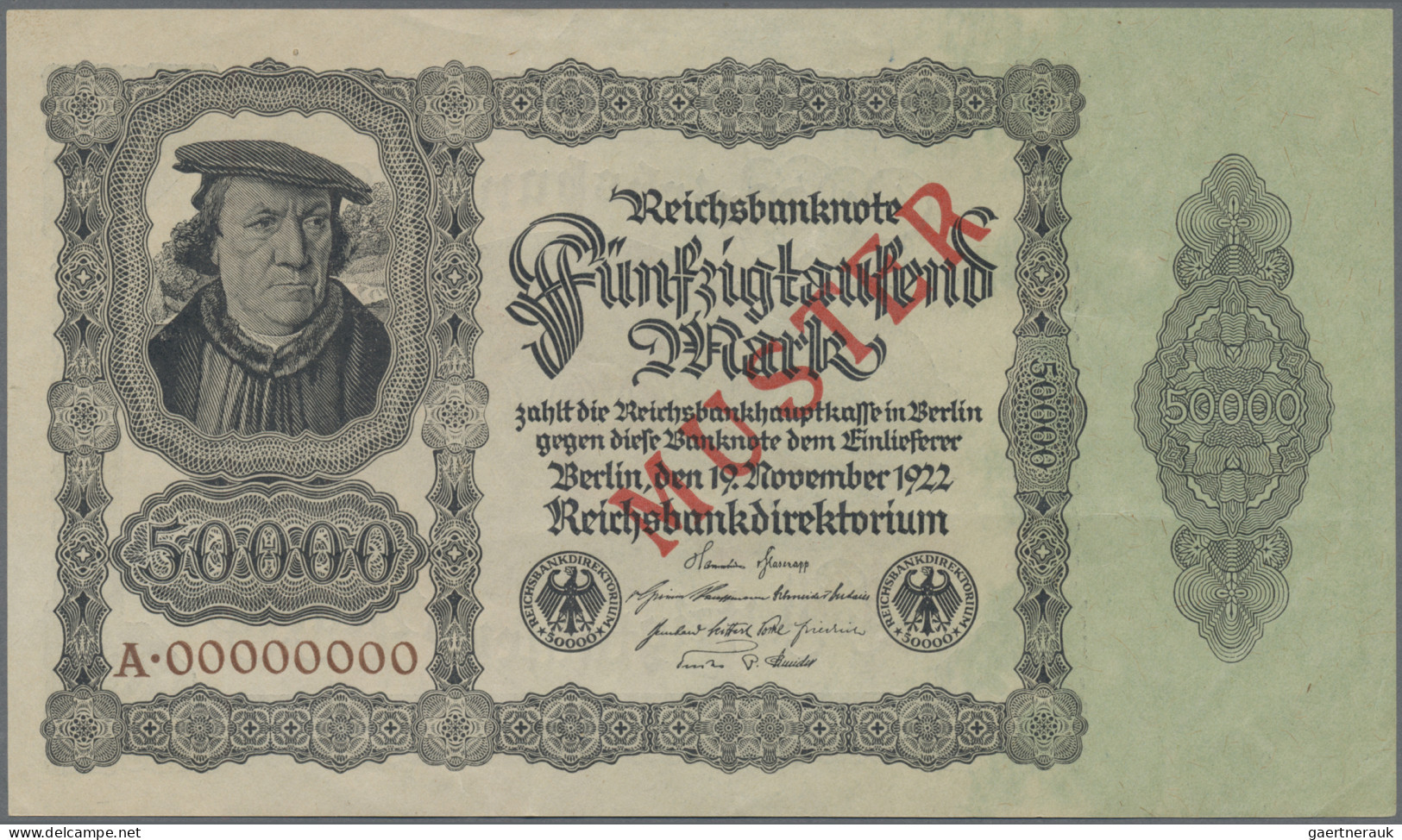 Deutschland - Deutsches Reich Bis 1945: Reichsbanknote 50.000 Mark 1922 MUSTER, - Sonstige & Ohne Zuordnung