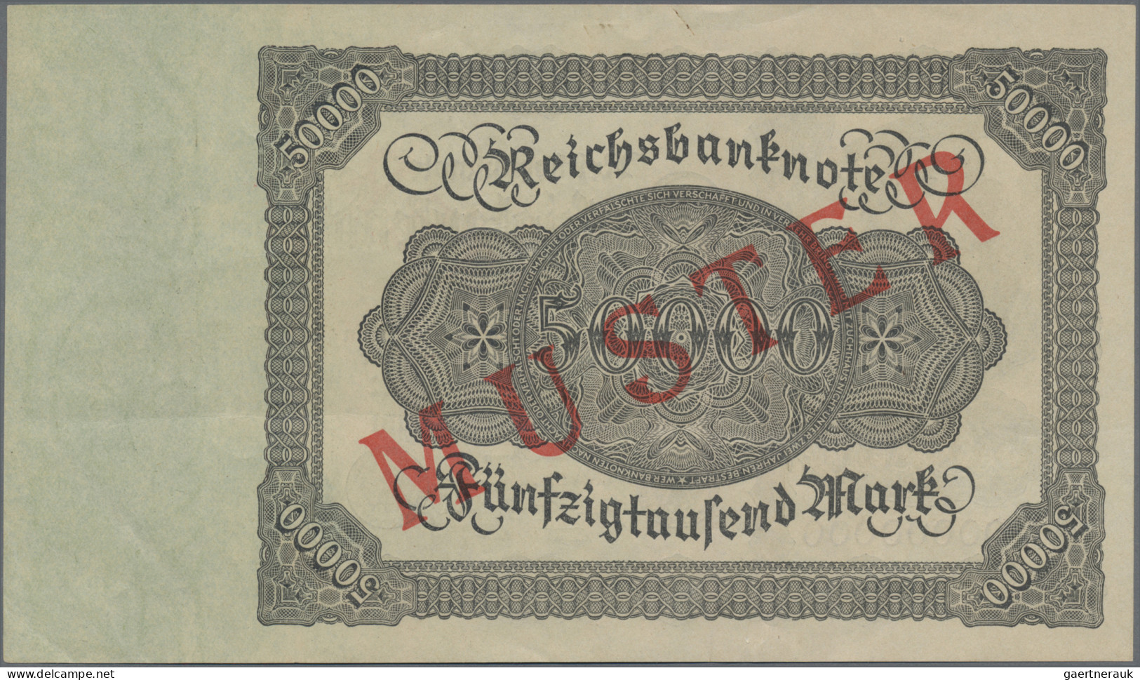 Deutschland - Deutsches Reich Bis 1945: Reichsbanknote 50.000 Mark 1922 MUSTER, - Andere & Zonder Classificatie