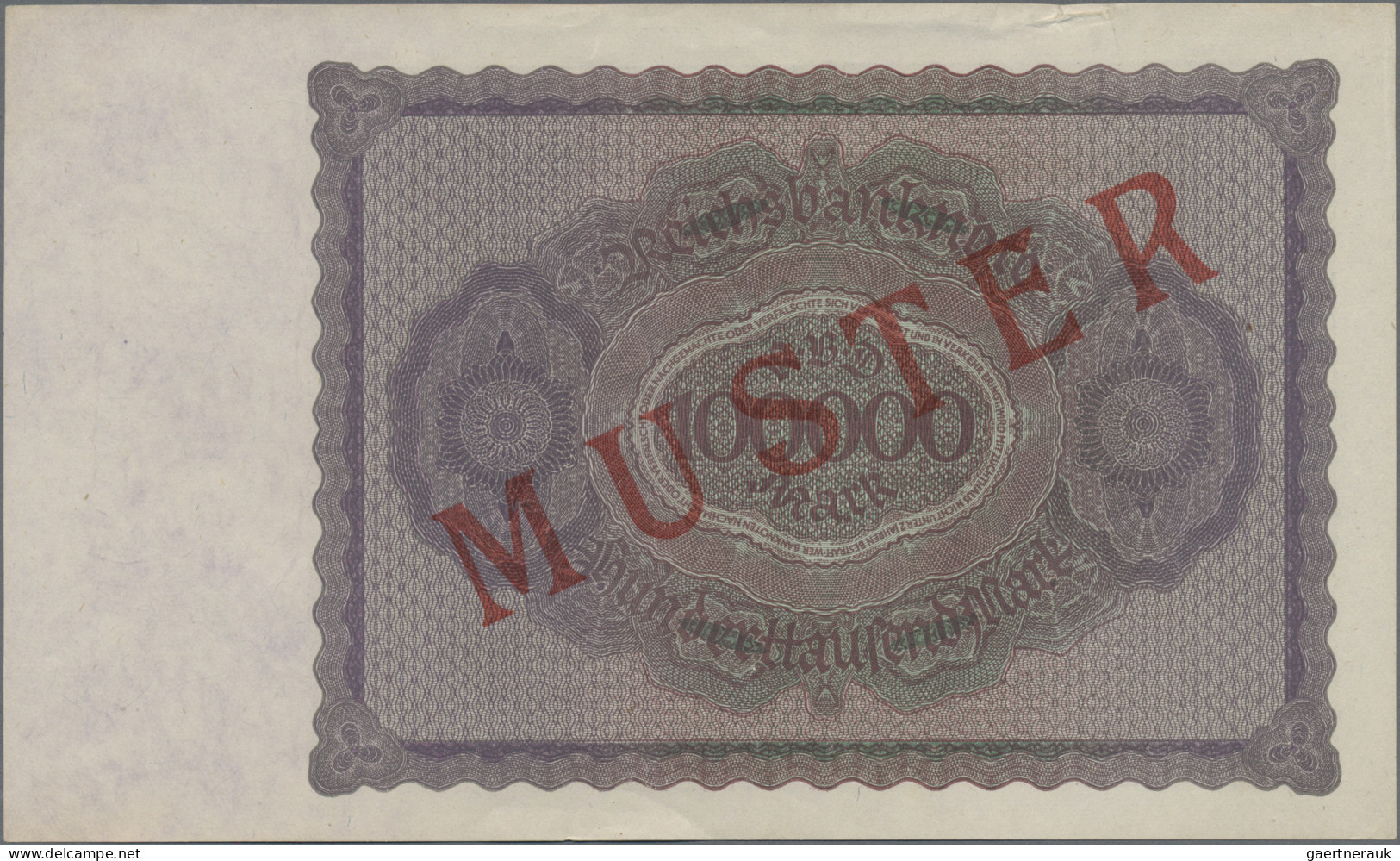 Deutschland - Deutsches Reich Bis 1945: Reichsbanknote 100.000 Mark 1923 MUSTER, - Otros & Sin Clasificación