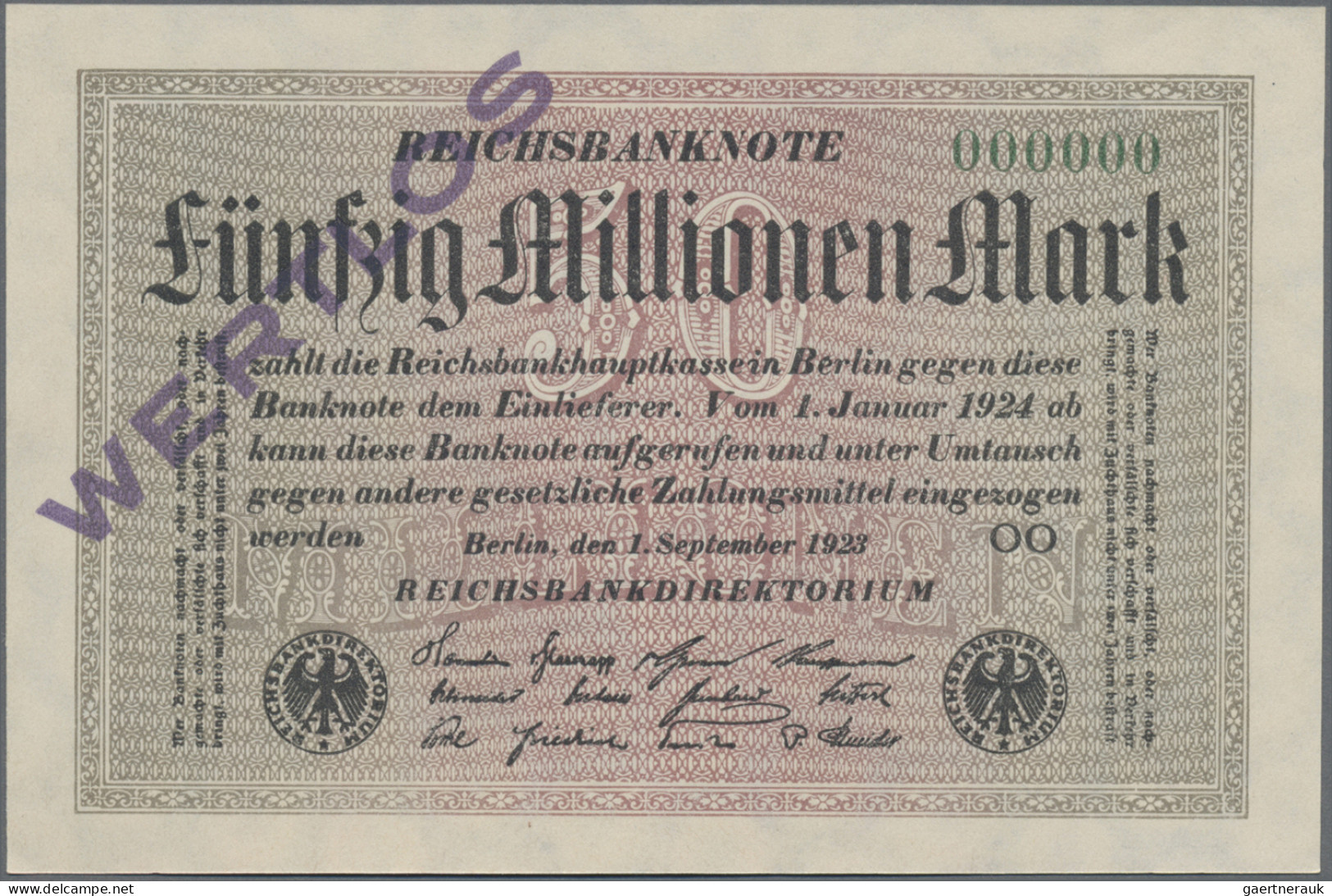 Deutschland - Deutsches Reich Bis 1945: Reichsbanknote 50 Millionen Mark 1923 MU - Autres & Non Classés