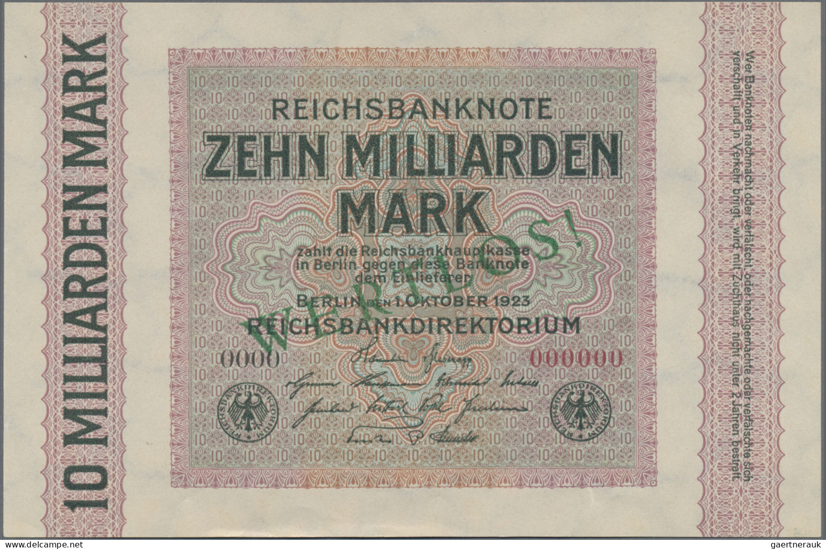 Deutschland - Deutsches Reich Bis 1945: Reichsbanknote 10 Milliarden Mark 1923 M - Autres & Non Classés