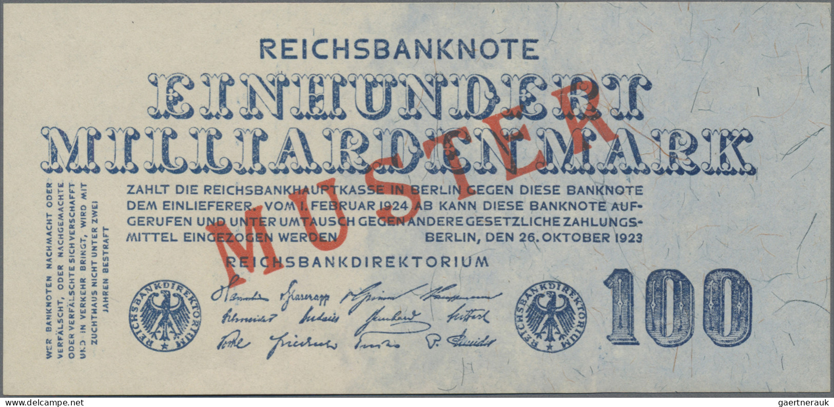 Deutschland - Deutsches Reich Bis 1945: Reichsbanknote 100 Milliarden Mark 1923 - Otros & Sin Clasificación