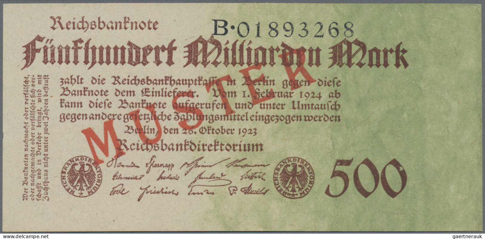 Deutschland - Deutsches Reich Bis 1945: Reichsbanknote 500 Milliarden Mark 1923 - Other & Unclassified