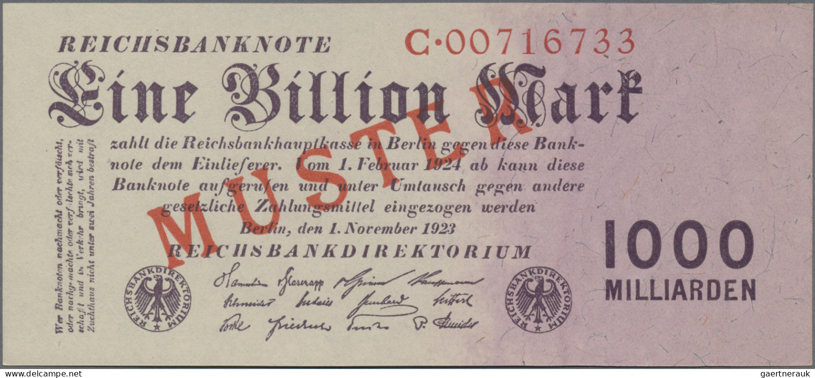 Deutschland - Deutsches Reich Bis 1945: Reichsbanknote 1 Billion Mark 1923 MUSTE - Otros & Sin Clasificación