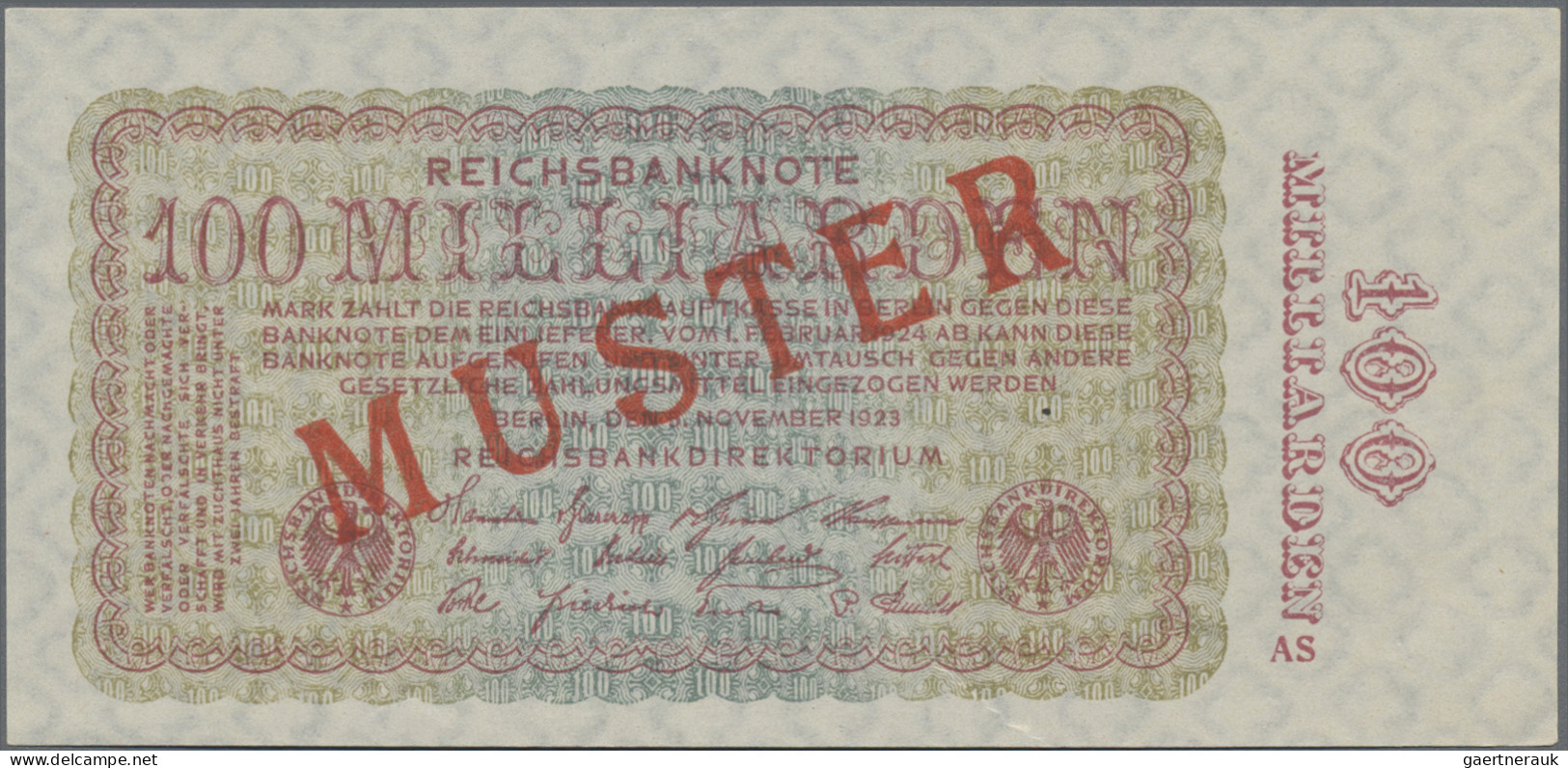 Deutschland - Deutsches Reich Bis 1945: Reichsbanknote 100 Milliarden Mark 1923 - Otros & Sin Clasificación