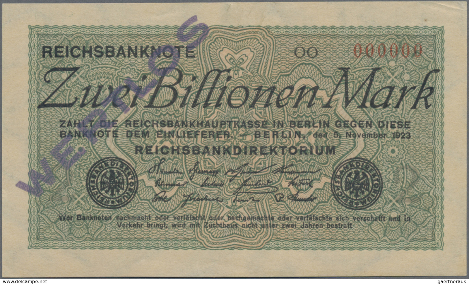 Deutschland - Deutsches Reich Bis 1945: Reichsbanknote 2 Billionen Mark 1923 MUS - Autres & Non Classés