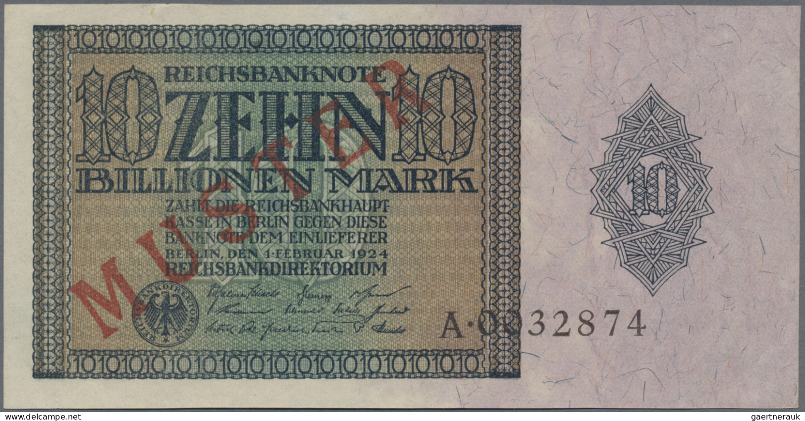 Deutschland - Deutsches Reich Bis 1945: Reichsbanknote 10 Billionen Mark 1924 MU - Andere & Zonder Classificatie