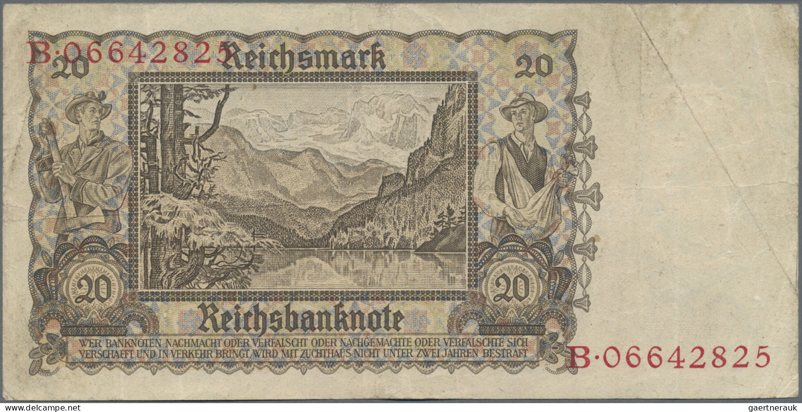 Deutschland - Deutsches Reich Bis 1945: 20 Reichsmark 1939 Ohne Udr.-Bst., Ro.17 - Sonstige & Ohne Zuordnung