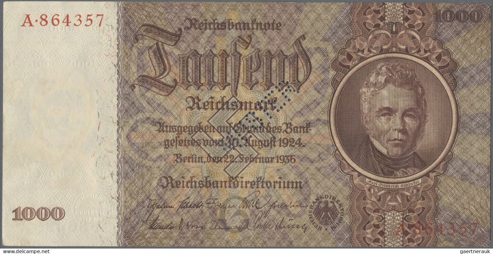 Deutschland - DDR: 2 Banknoten Zu 1000 Reichsmark 1924 (R/A) Und 1936 (G/A), Bei - Other & Unclassified