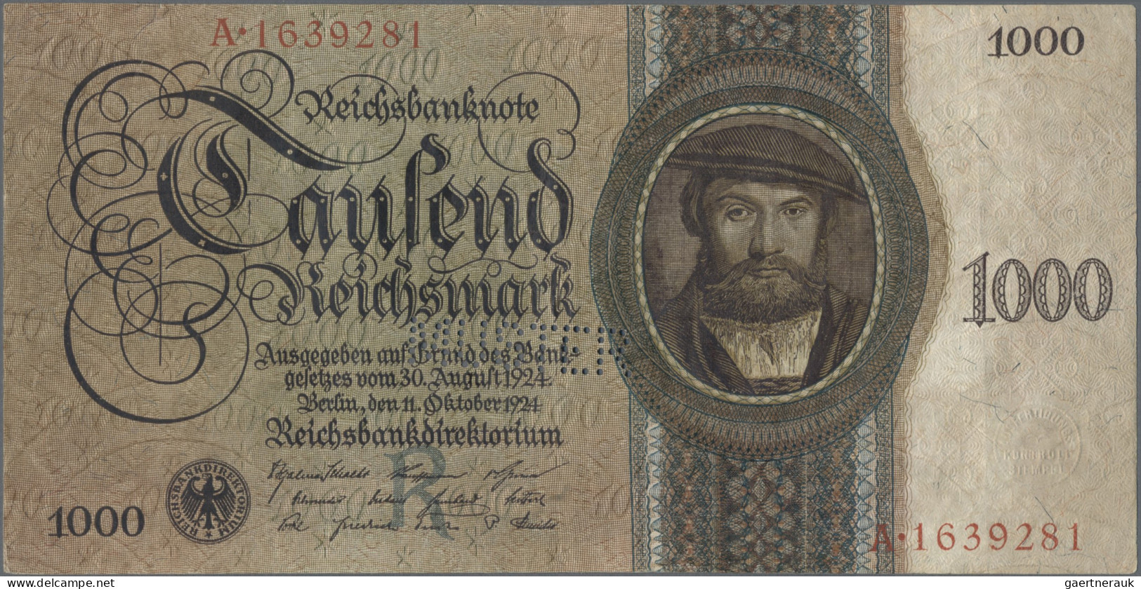 Deutschland - DDR: 2 Banknoten Zu 1000 Reichsmark 1924 (R/A) Und 1936 (G/A), Bei - Autres & Non Classés