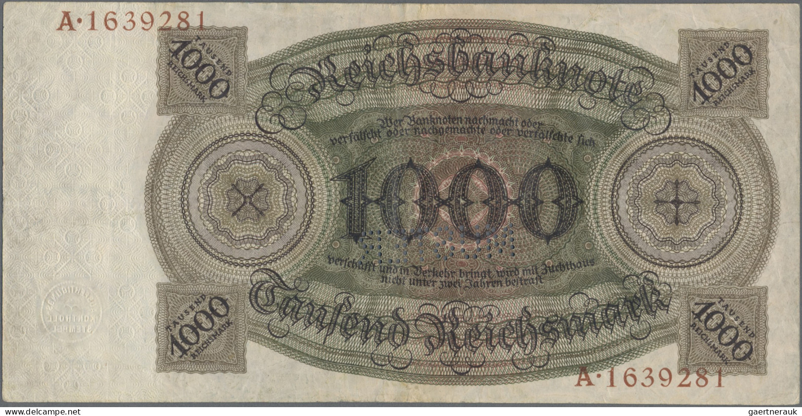 Deutschland - DDR: 2 Banknoten Zu 1000 Reichsmark 1924 (R/A) Und 1936 (G/A), Bei - Andere & Zonder Classificatie