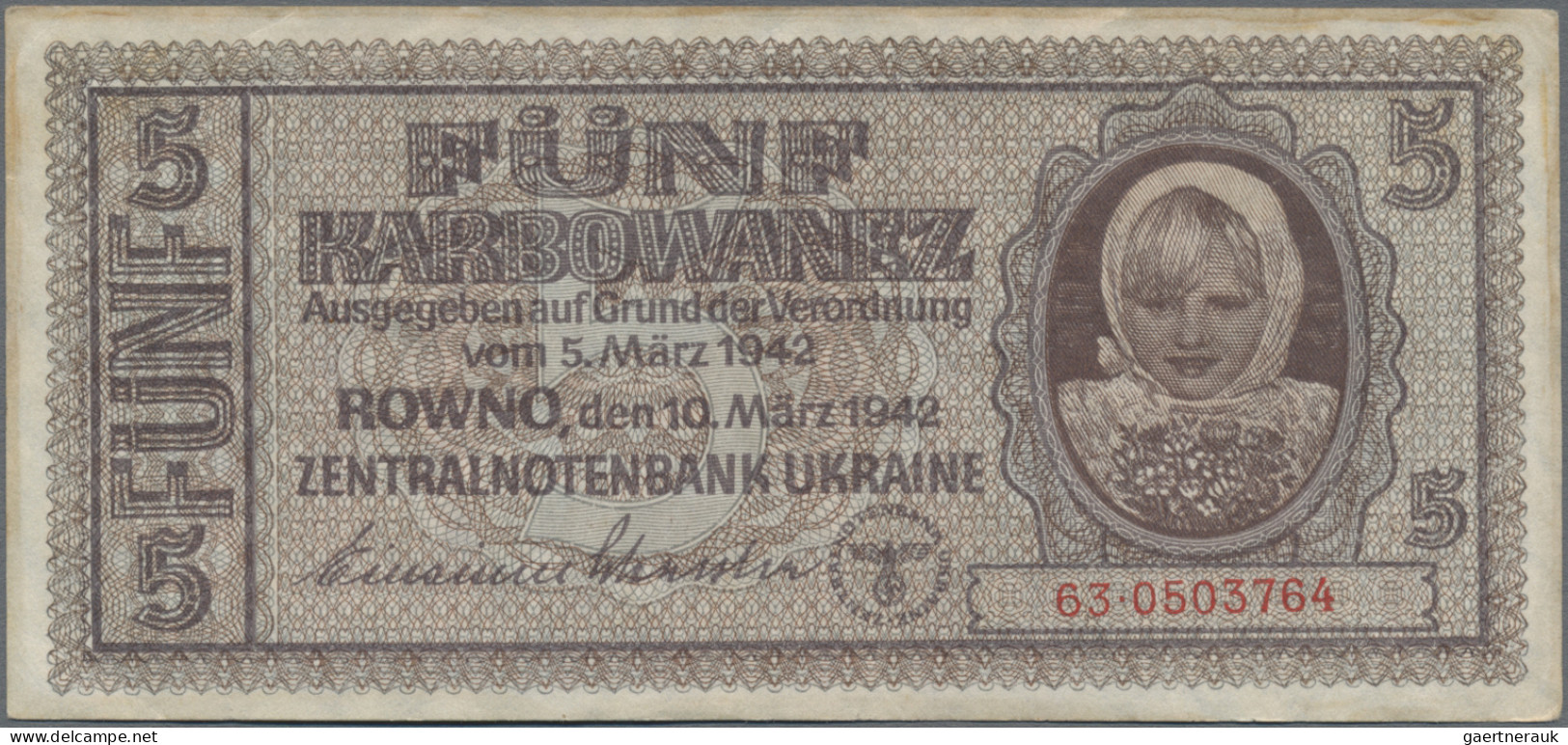 Deutschland - Nebengebiete Deutsches Reich: Zentralnotenbank Ukraine, 1942, Groß - Otros & Sin Clasificación