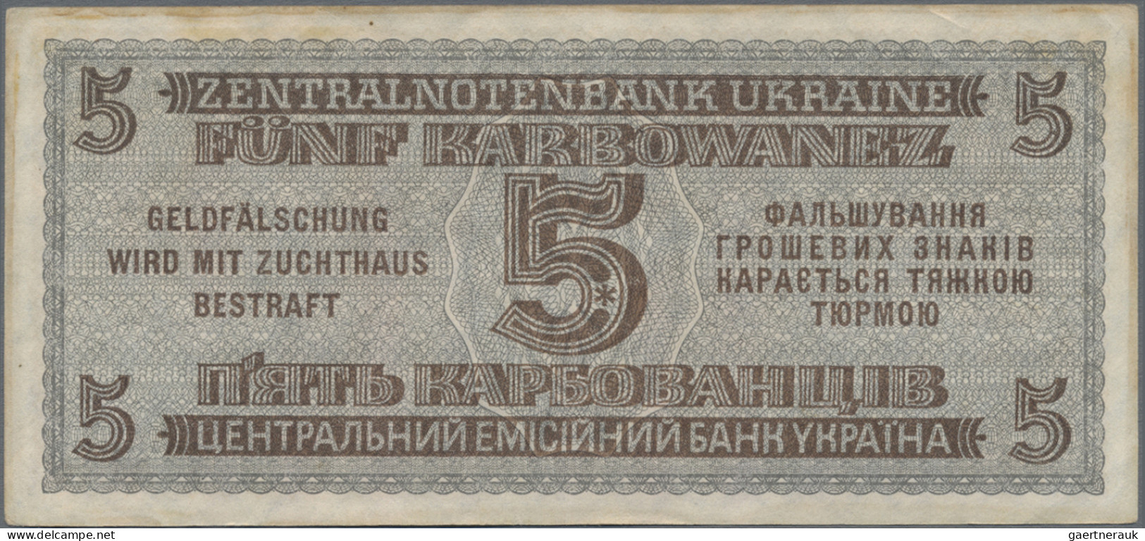 Deutschland - Nebengebiete Deutsches Reich: Zentralnotenbank Ukraine, 1942, Groß - Sonstige & Ohne Zuordnung