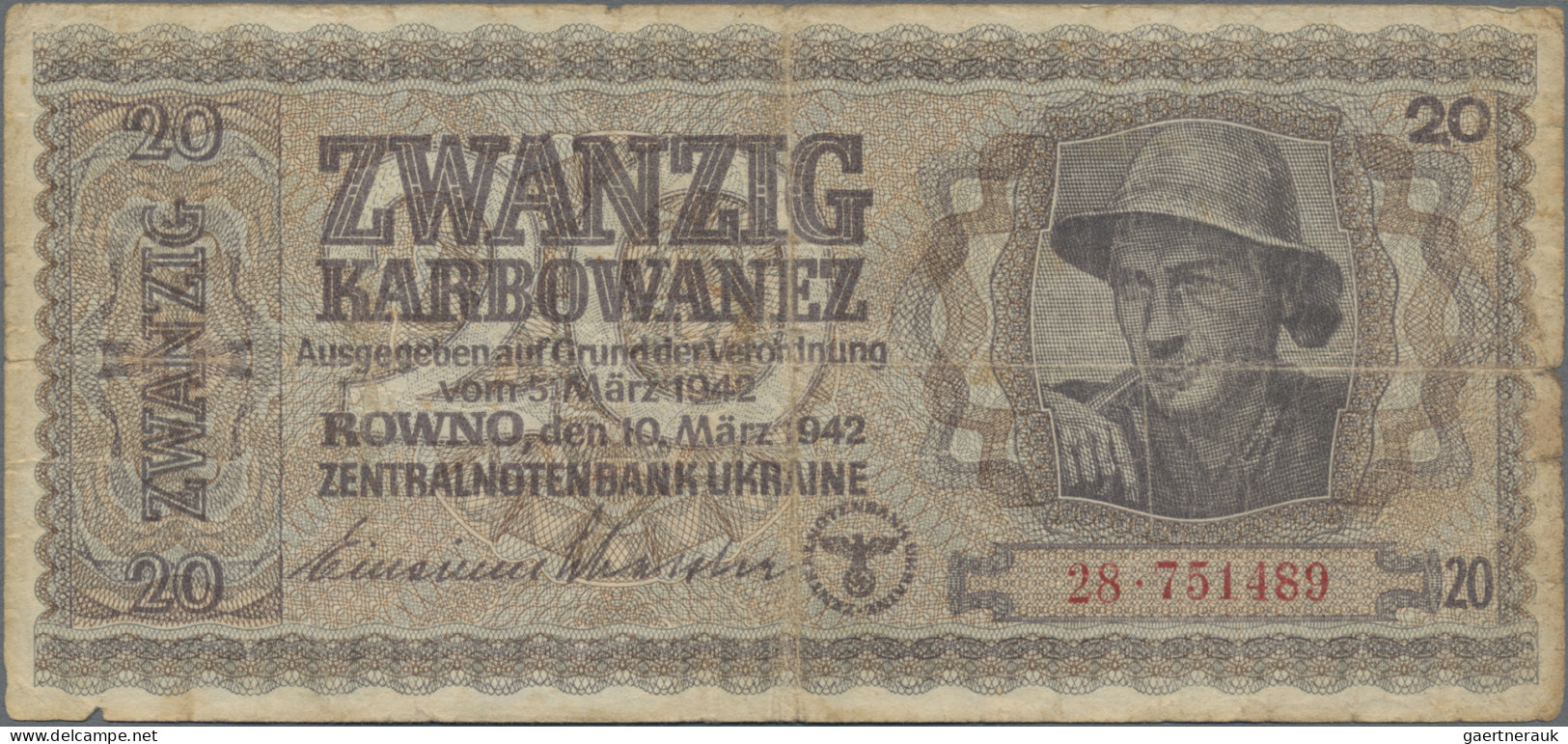 Deutschland - Nebengebiete Deutsches Reich: Zentralnotenbank Ukraine, 1942, Groß - Sonstige & Ohne Zuordnung