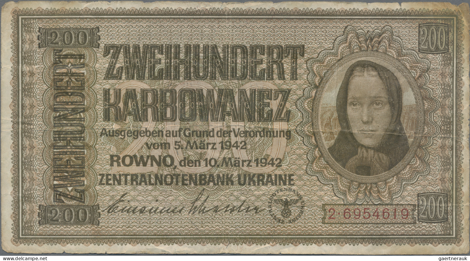 Deutschland - Nebengebiete Deutsches Reich: Zentralnotenbank Ukraine, 1942, groß