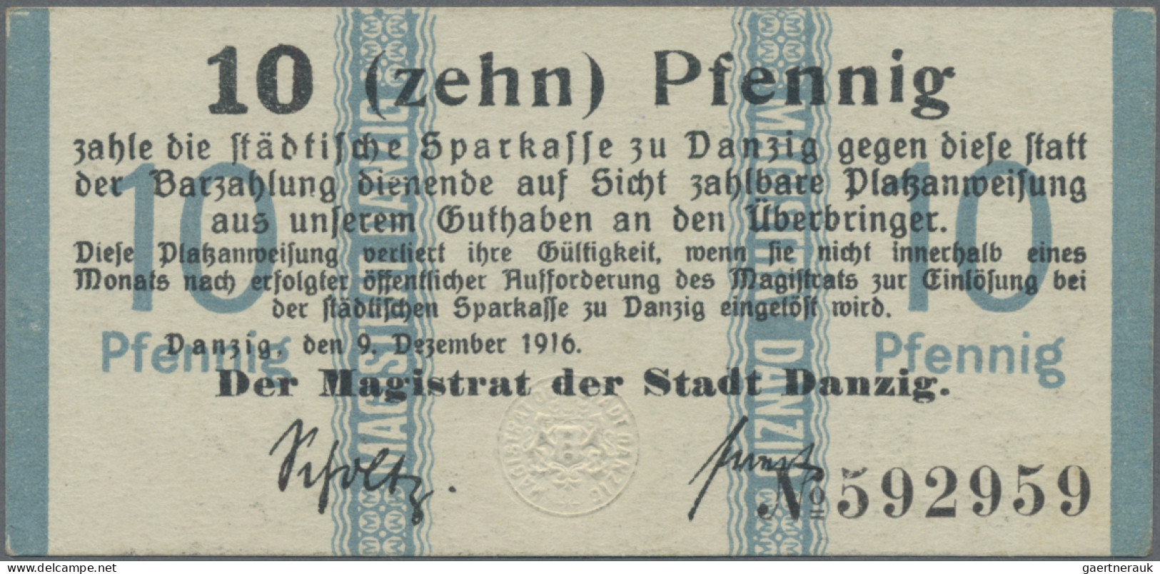 Deutschland - Nebengebiete Deutsches Reich: Danzig, Stadtgemeinde, Lot mit 5 Ban