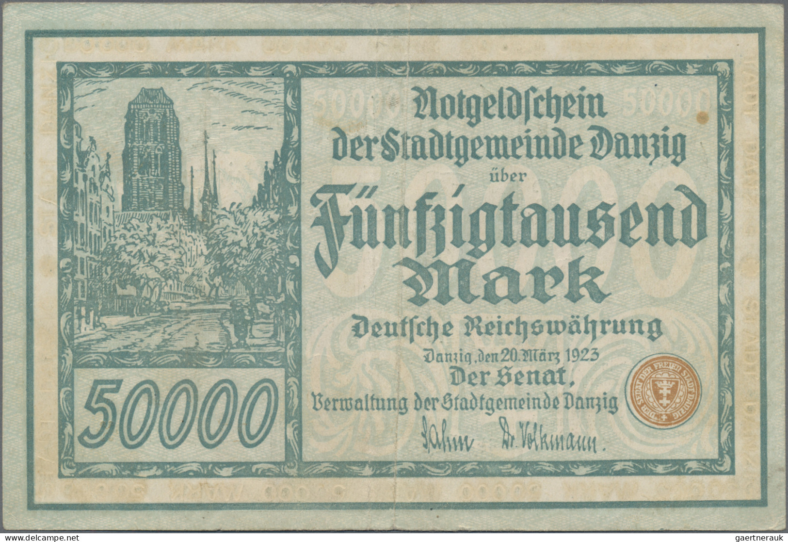 Deutschland - Nebengebiete Deutsches Reich: Danzig, Senat Der Stadt, 50.000 Mark - Otros & Sin Clasificación