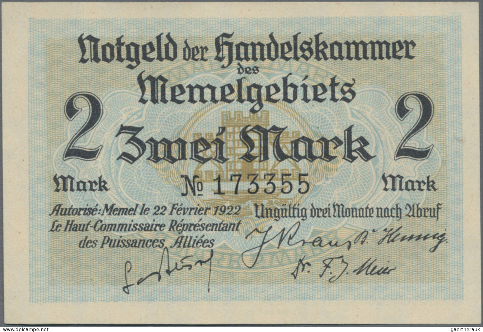 Deutschland - Nebengebiete Deutsches Reich: Memel, Notgeld Der Handelskammer, Lo - Andere & Zonder Classificatie