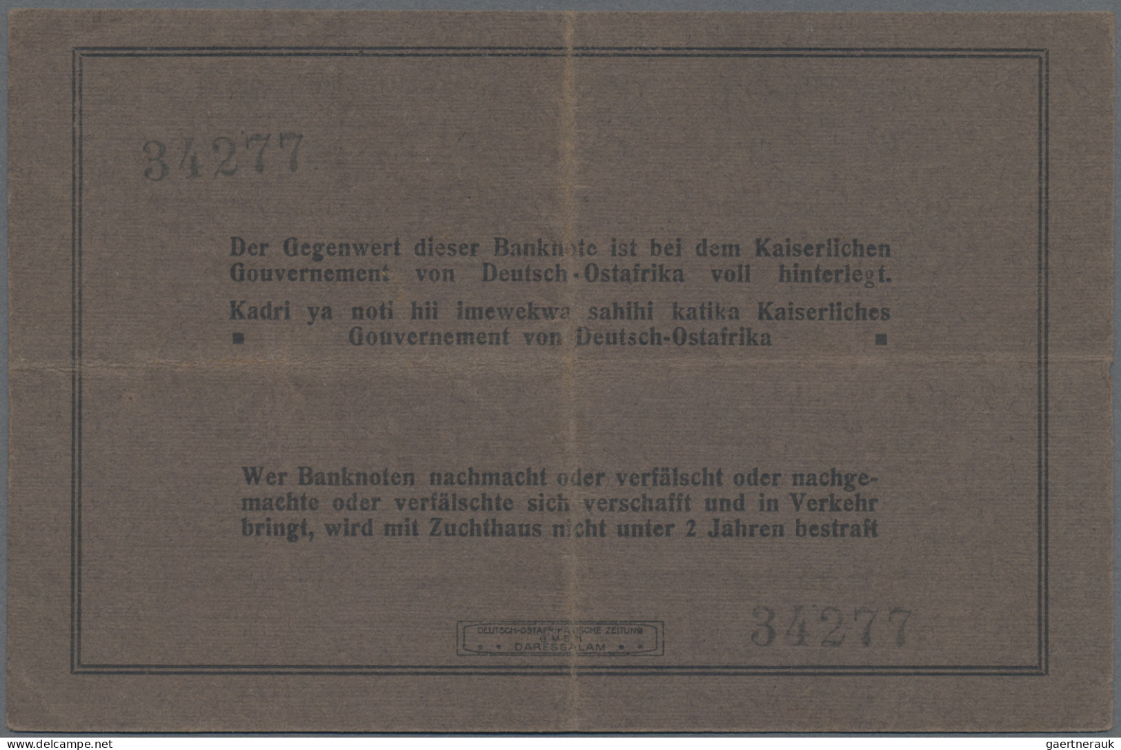 Deutschland - Kolonien: Deutsch-Ostafrikanische Bank, Lot Mit 3 Banknoten, Dabei - Autres & Non Classés