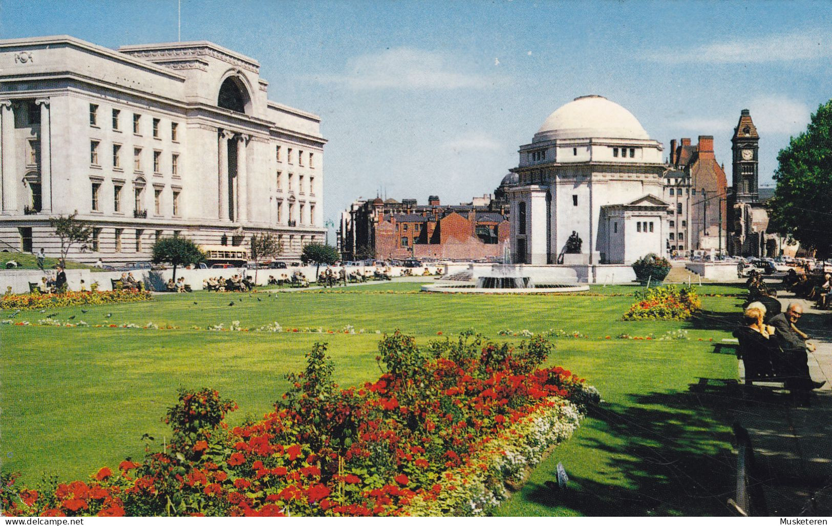 United Kingdom PPC Birmingham The Hall Of Memory And Civic Centre BIRMINGHAM 1968 Denmark 4x QEII. (2 Scans) - Birmingham