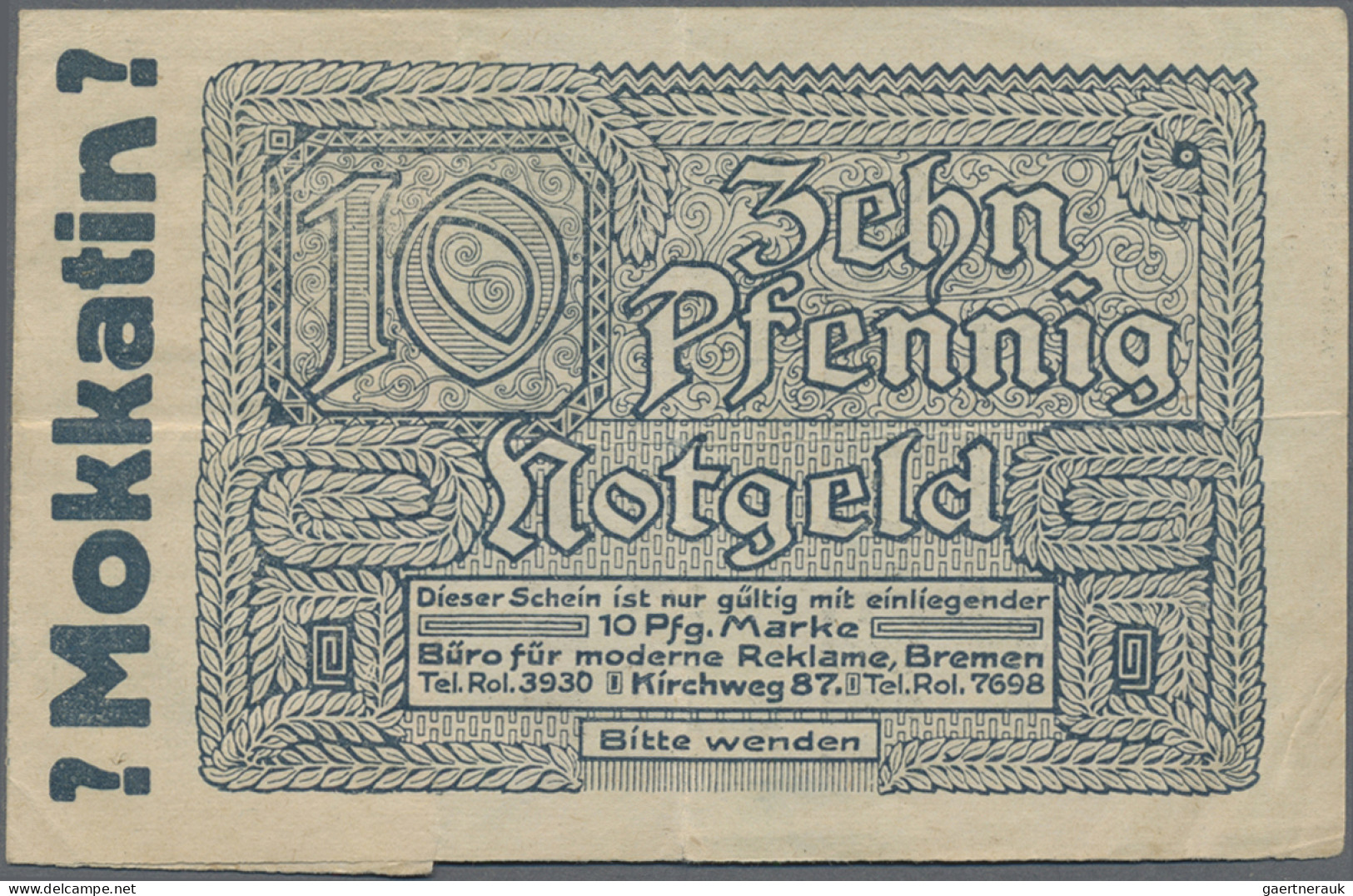 Deutschland - Briefmarkennotgeld: Bremen, Georg Häsemann, Mokkatin-Werke, Briefm - Andere & Zonder Classificatie