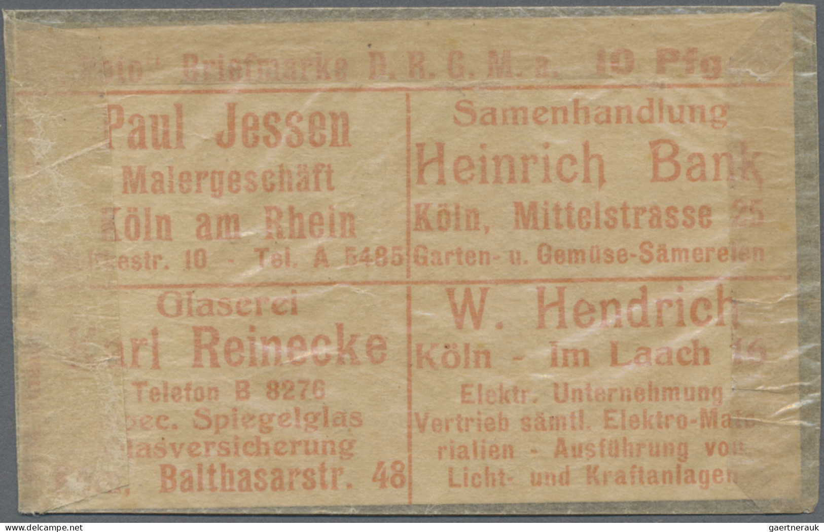 Deutschland - Briefmarkennotgeld: Köln, Albert Kluth, Wechselgeld-Wertmarke, 10 - Otros & Sin Clasificación