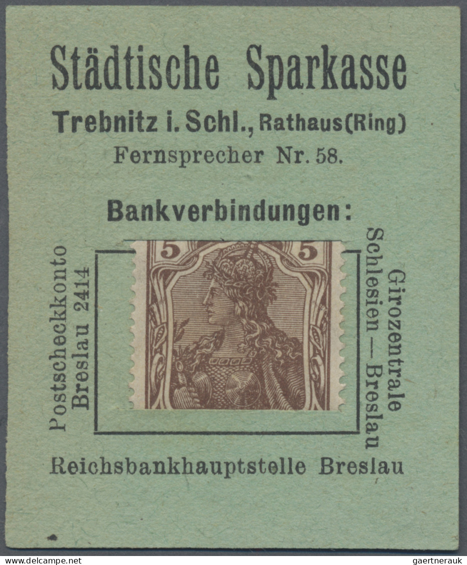 Deutschland - Briefmarkennotgeld: Trebnitz, Schlesien, Städtische Sparkasse, 5 P - Autres & Non Classés