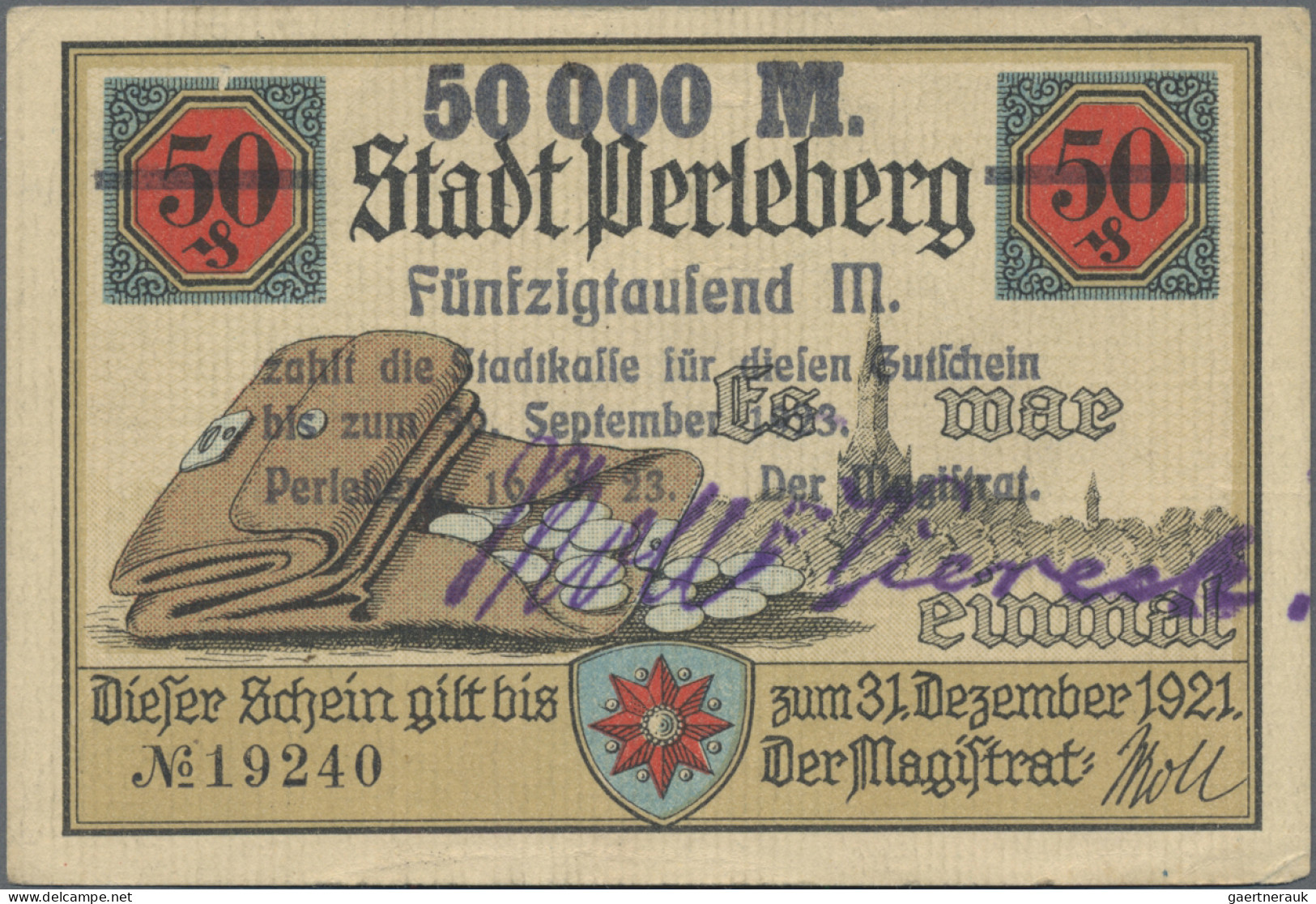 Deutschland - Notgeld - Berlin Und Brandenburg: Perleberg, Stadt, 4 X 50 Tsd. Ma - Lokale Ausgaben