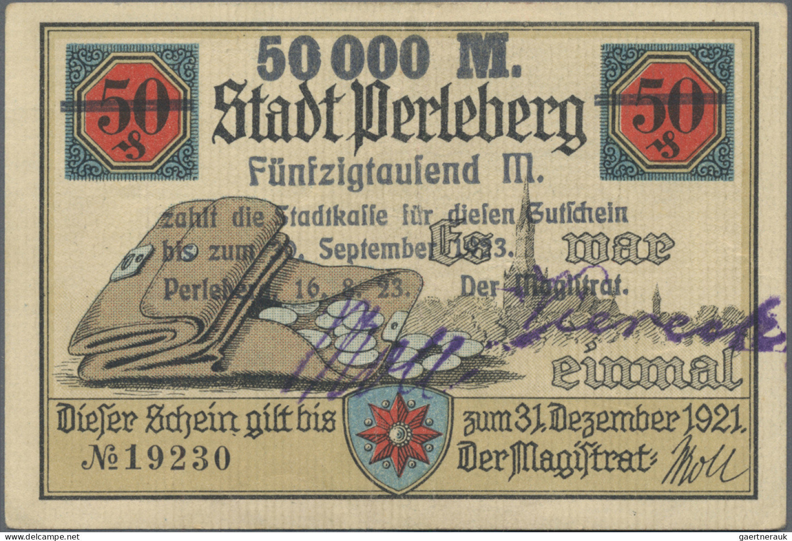 Deutschland - Notgeld - Berlin und Brandenburg: Perleberg, Stadt, 4 x 50 Tsd. Ma