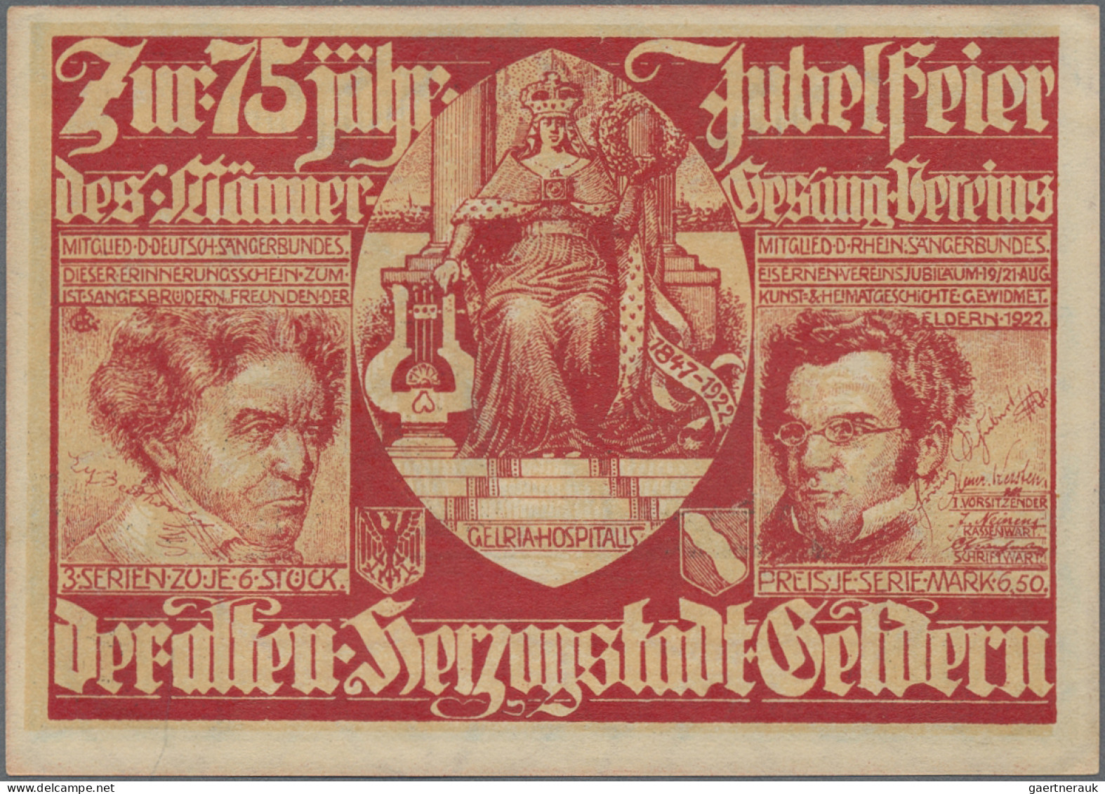 Deutschland - Notgeld - Rheinland: Geldern, Männergesangverein, 23 x 75 Pf., 19.