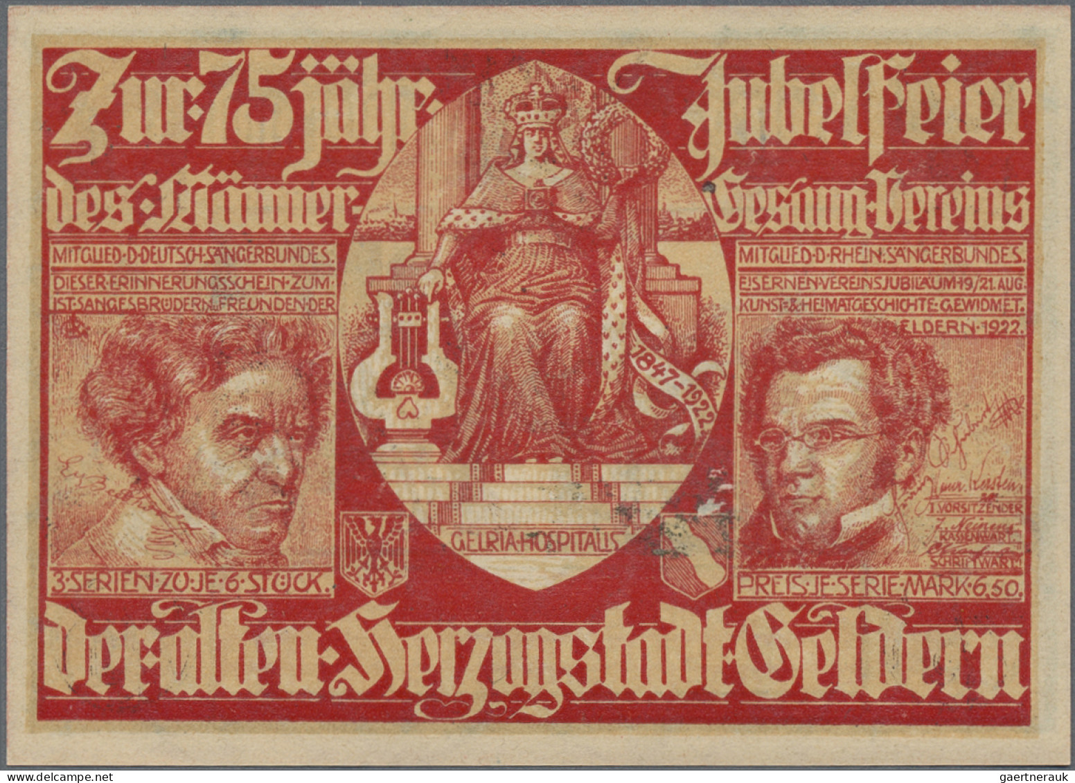 Deutschland - Notgeld - Rheinland: Geldern, Männergesangverein, 23 x 75 Pf., 19.