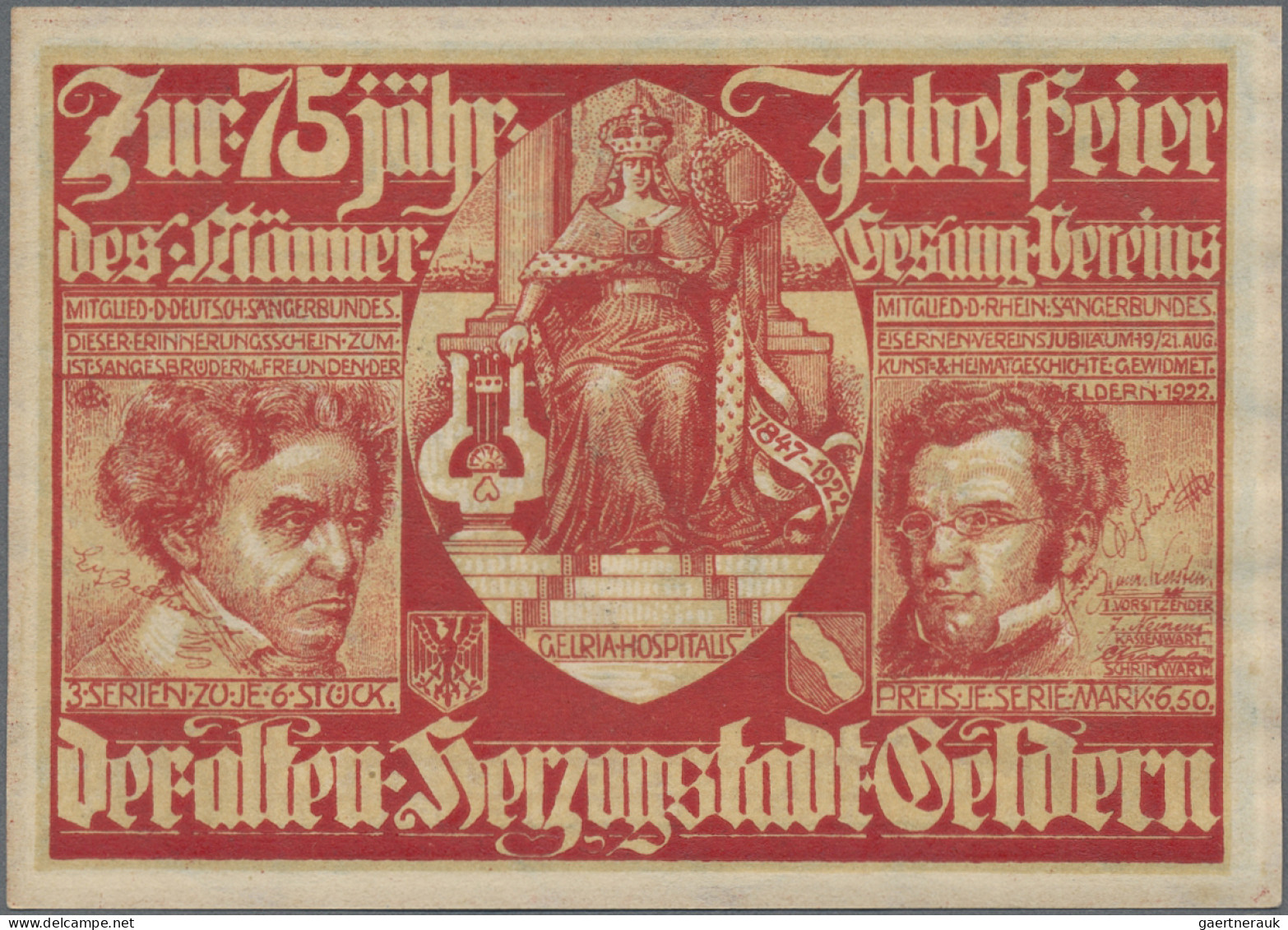 Deutschland - Notgeld - Rheinland: Geldern, Männergesangverein, 23 x 75 Pf., 19.