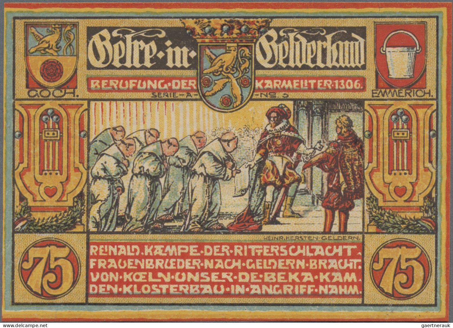 Deutschland - Notgeld - Rheinland: Geldern, Männergesangverein, 23 x 75 Pf., 19.