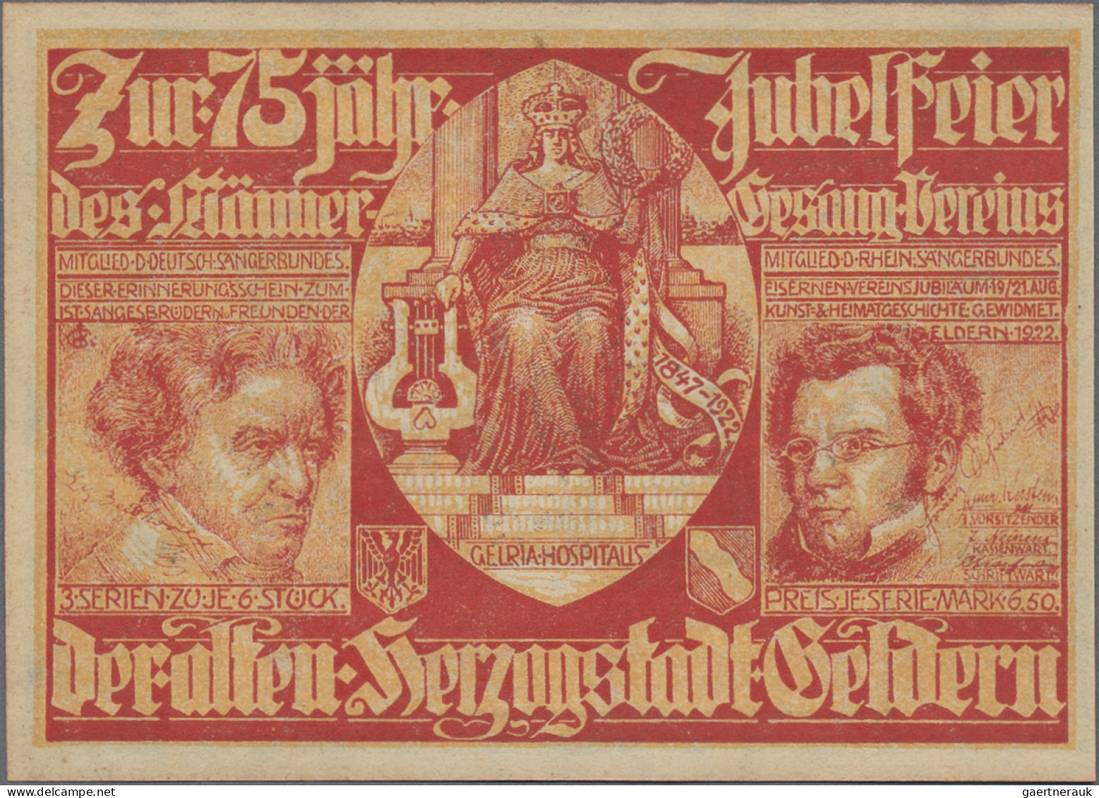 Deutschland - Notgeld - Rheinland: Geldern, Männergesangverein, 23 x 75 Pf., 19.