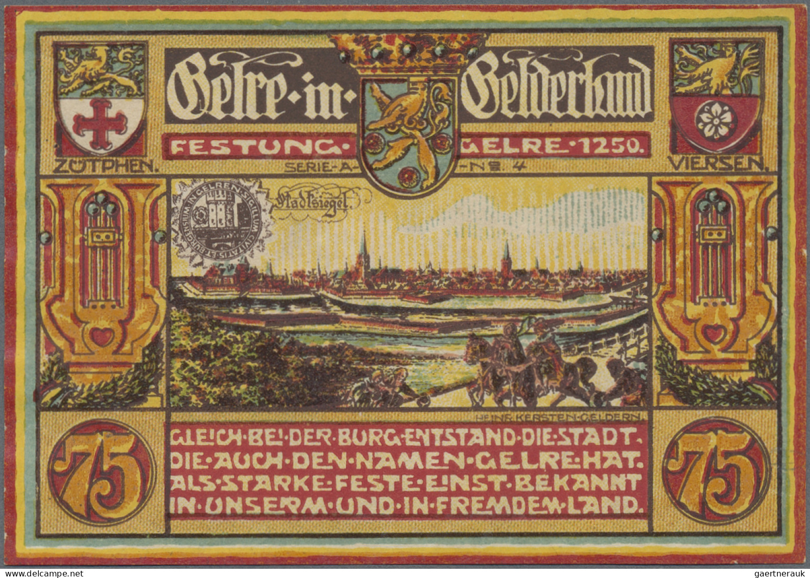 Deutschland - Notgeld - Rheinland: Geldern, Männergesangverein, 23 x 75 Pf., 19.