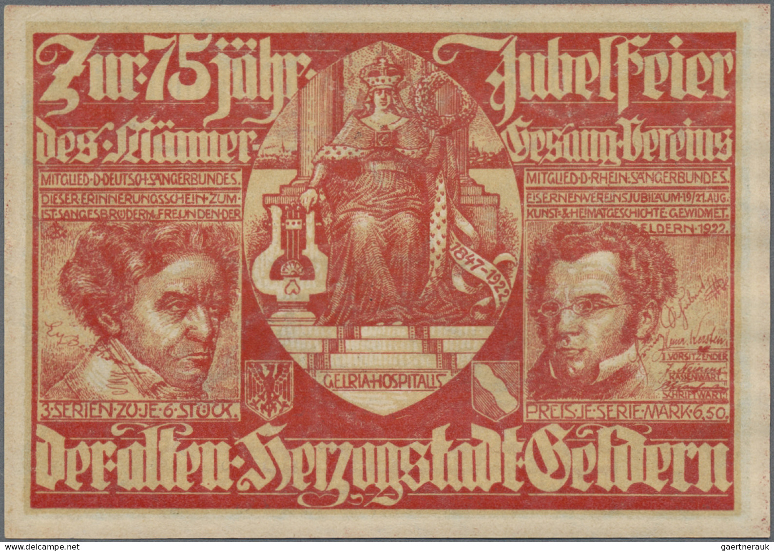 Deutschland - Notgeld - Rheinland: Geldern, Männergesangverein, 23 x 75 Pf., 19.