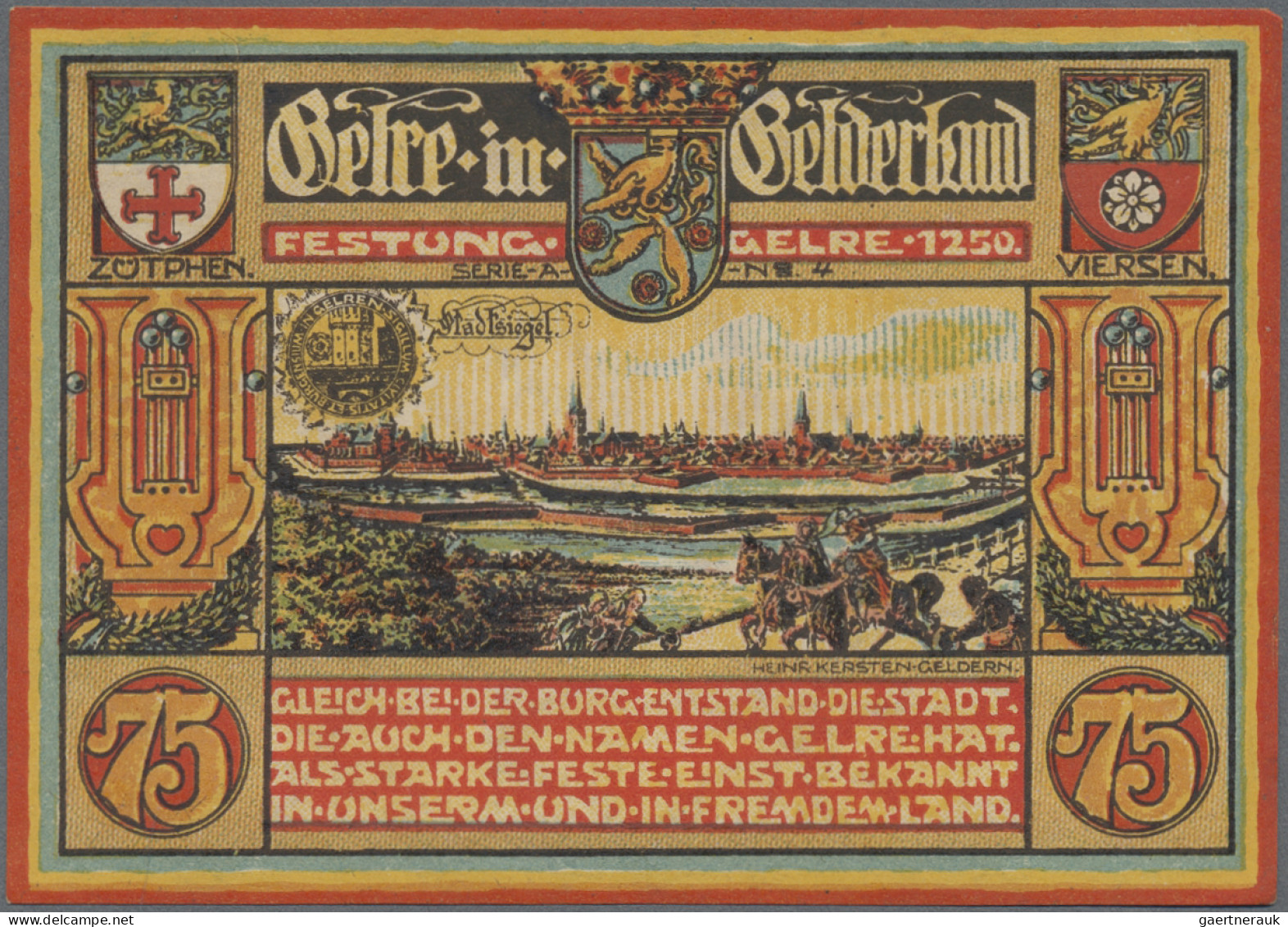 Deutschland - Notgeld - Rheinland: Geldern, Männergesangverein, 23 x 75 Pf., 19.